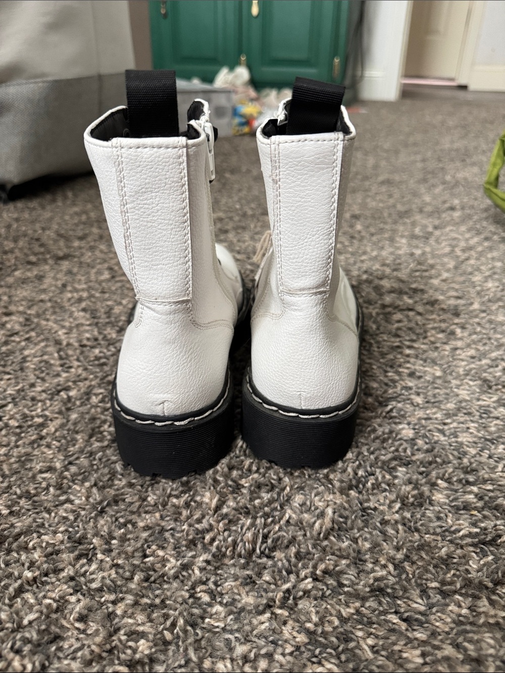 Sincerely Jules White Lace-Up Combat Boots with Black Laces - Picture 3 of 4